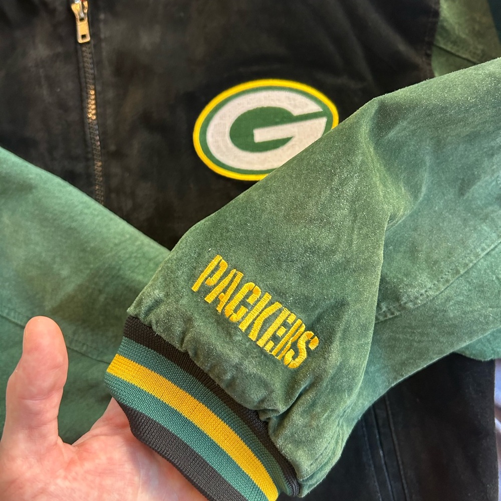 Official NFL / Green Bay Packers / Game Day 100% Leather Varsity Jacket LIKE NEW - Picture 4 of 13